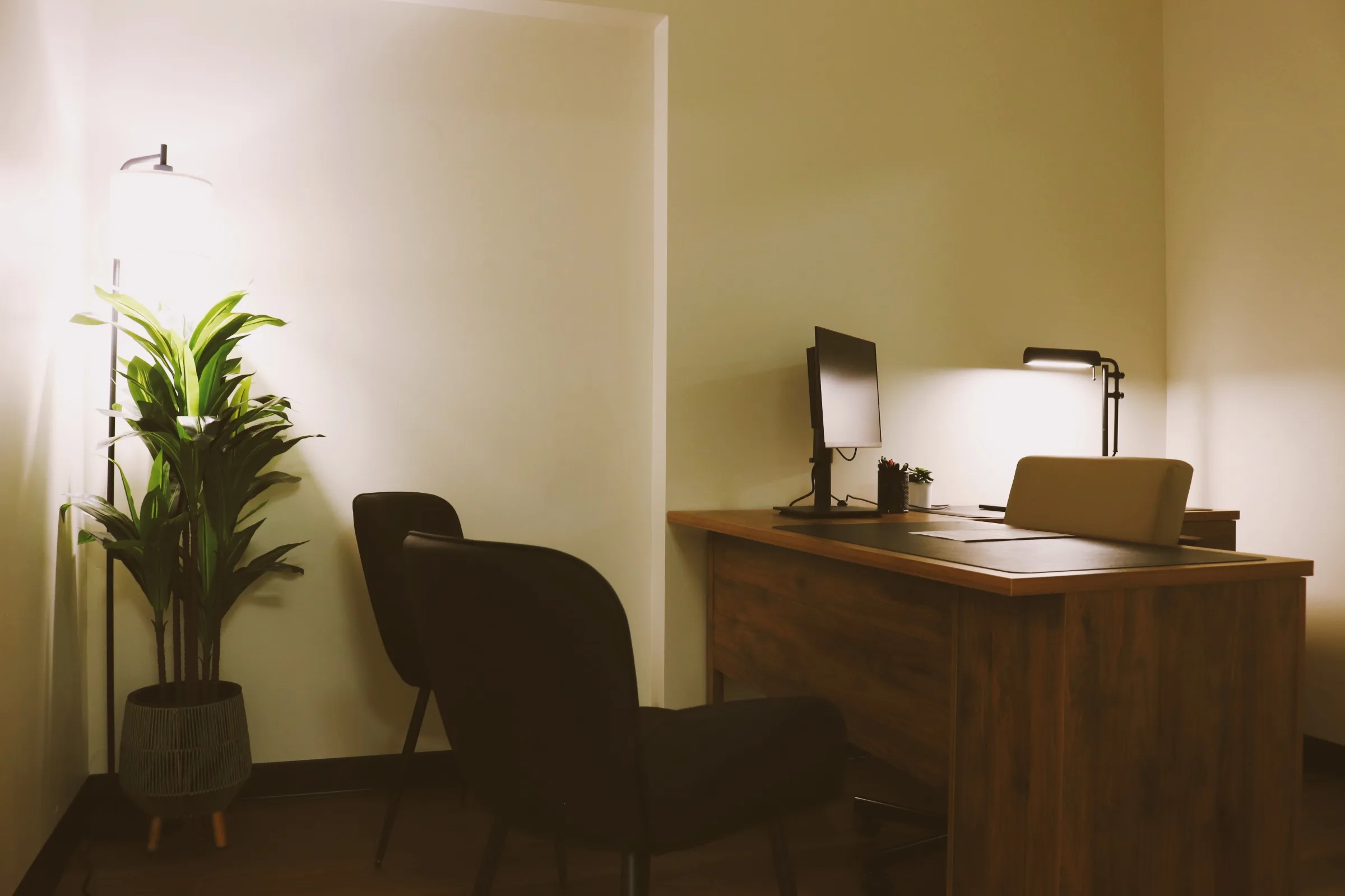 A private office at the academy where new students meet with the team before training.